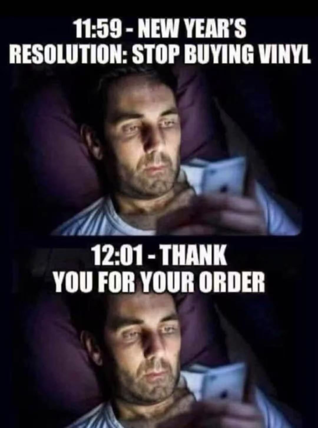 Stop buying vinyl year end resolution